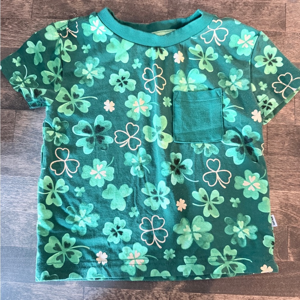 Little Sleepies Green Floral Pocket Tee - Teal & Mint
